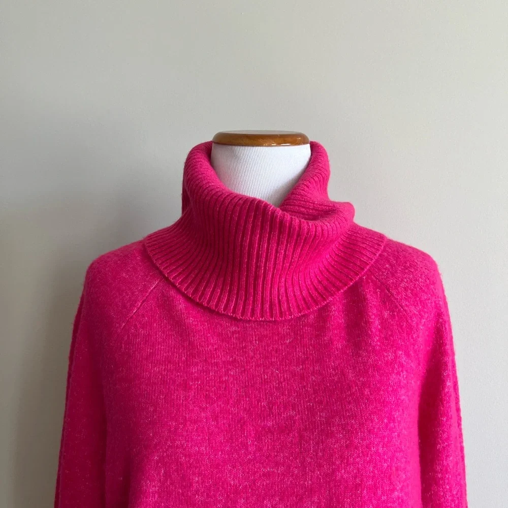 Loft Pink Cowl Neck Sweater Size Medium - Picture 2 of 8